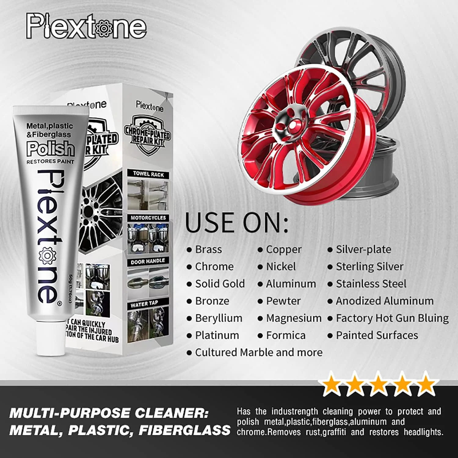 Metal Polish Paste for Home, Bike, Boat and Car Cleaning, Alloy Wheel Cleaner, R