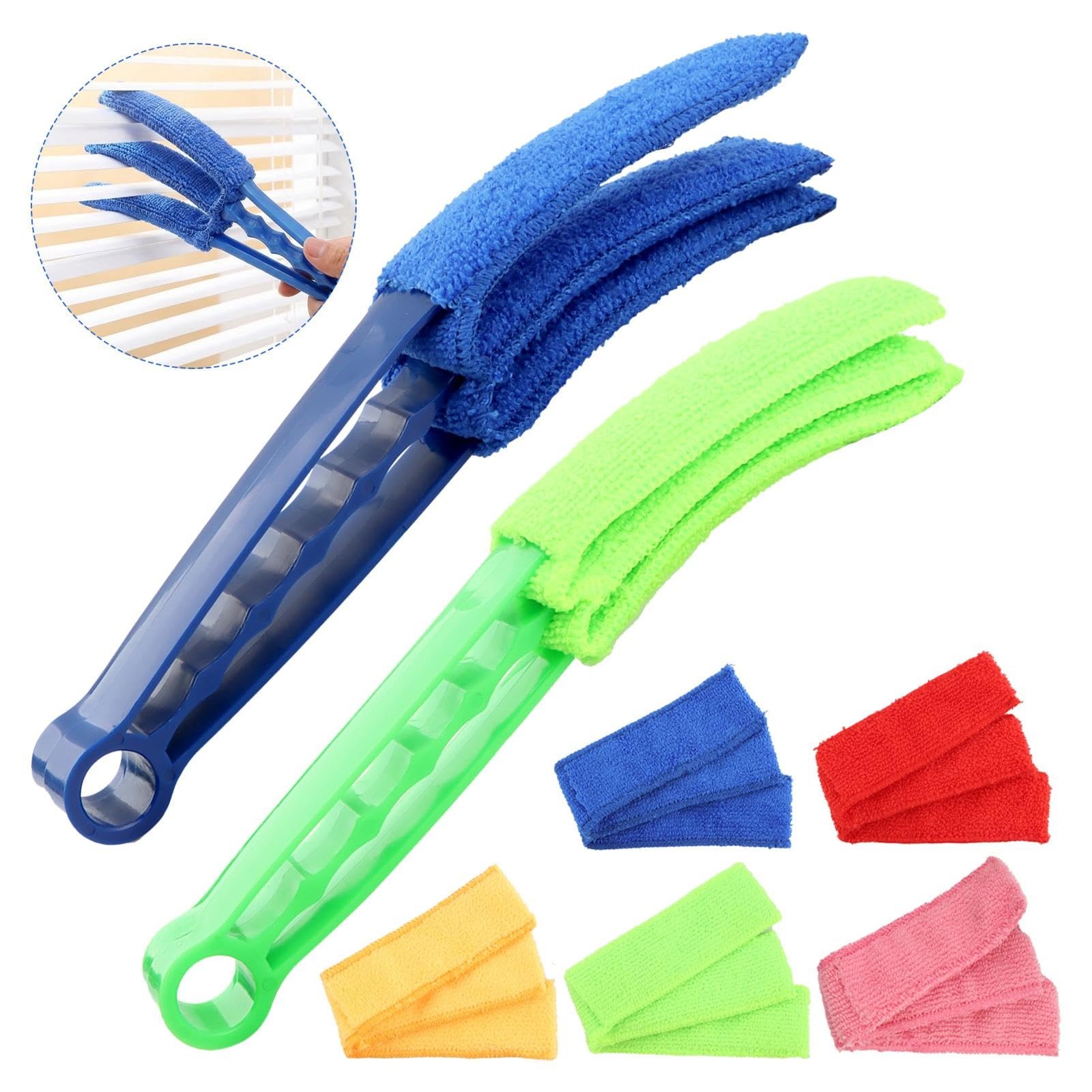 2 Pack Window Blind Cleaner Groove Gap Duster Brush with 5 Microfiber Sleeves