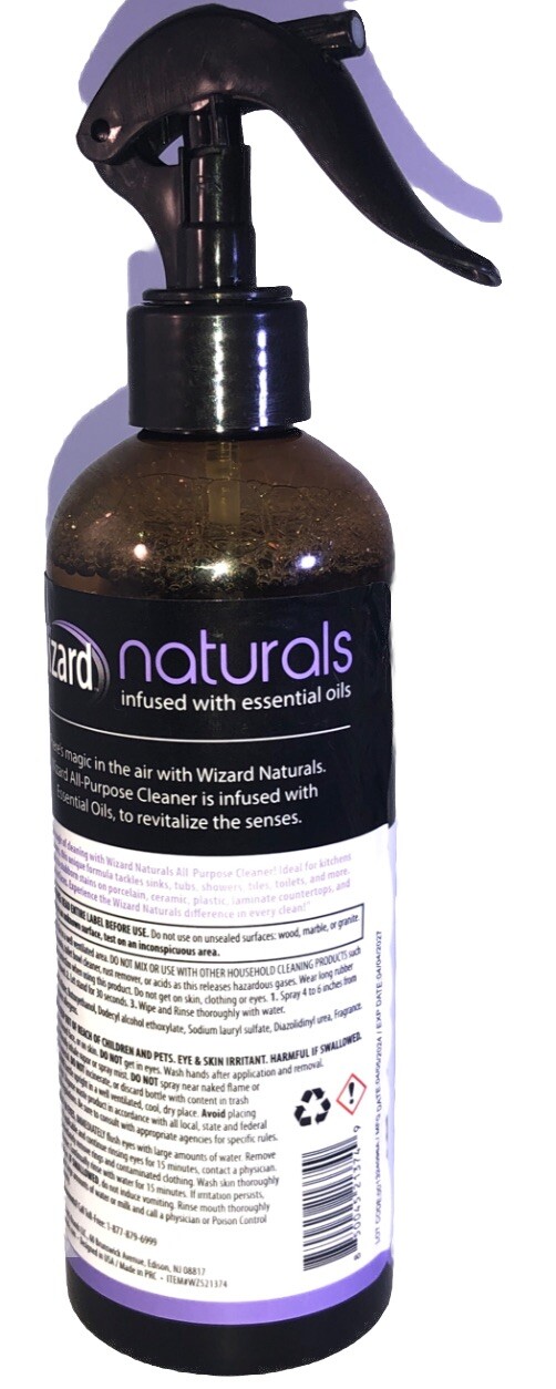 Wizard Naturals All-Purpose Spray Cleaner Soothing Lavender 13oz-Part Label Cut