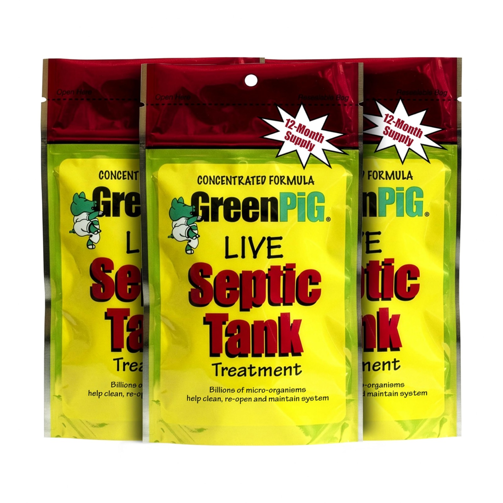 Green Pig Septic Tank Treatment Packets – Septic-Safe Enzyme Treatment for Pr…