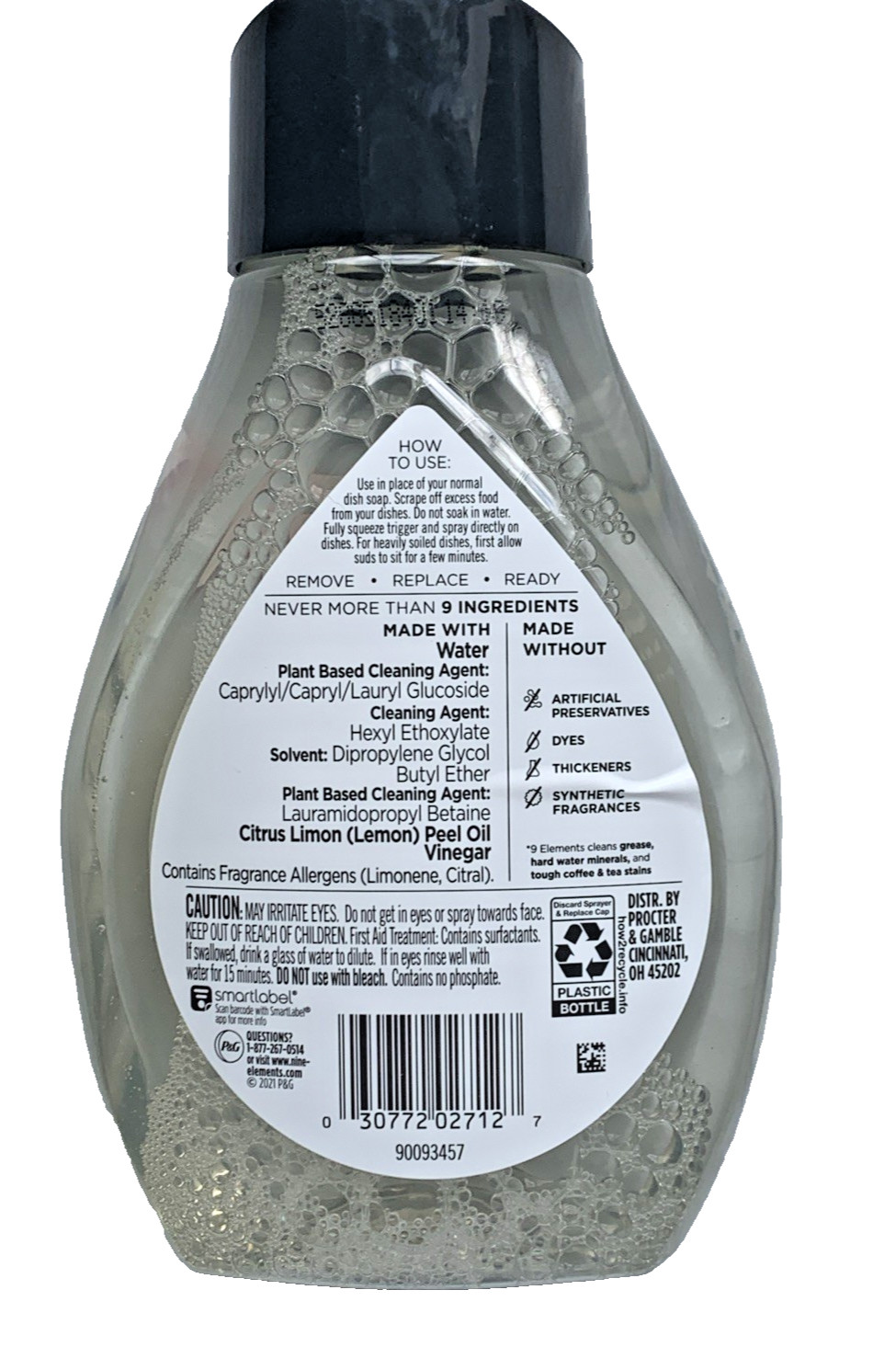 9 Elements Foaming Dish Spray Lemon Scent Refill 16 fl oz