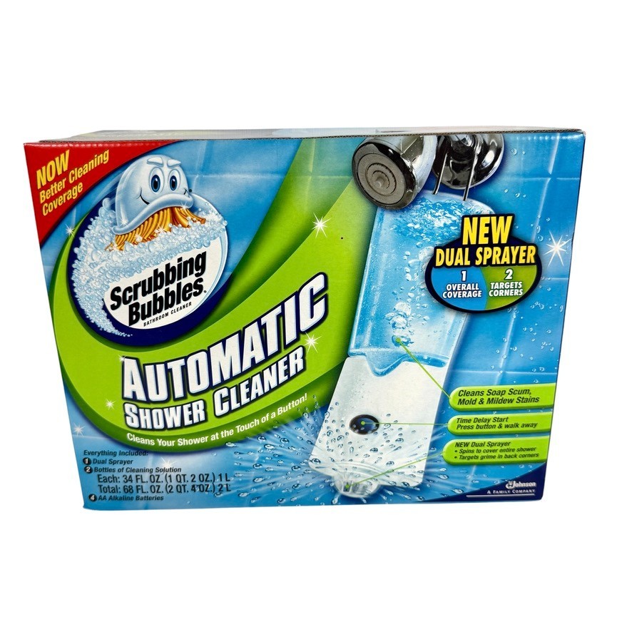 Scrubbing Bubbles Automatic Shower Cleaner Starter Kit 2 Refills 34oz Each NEW