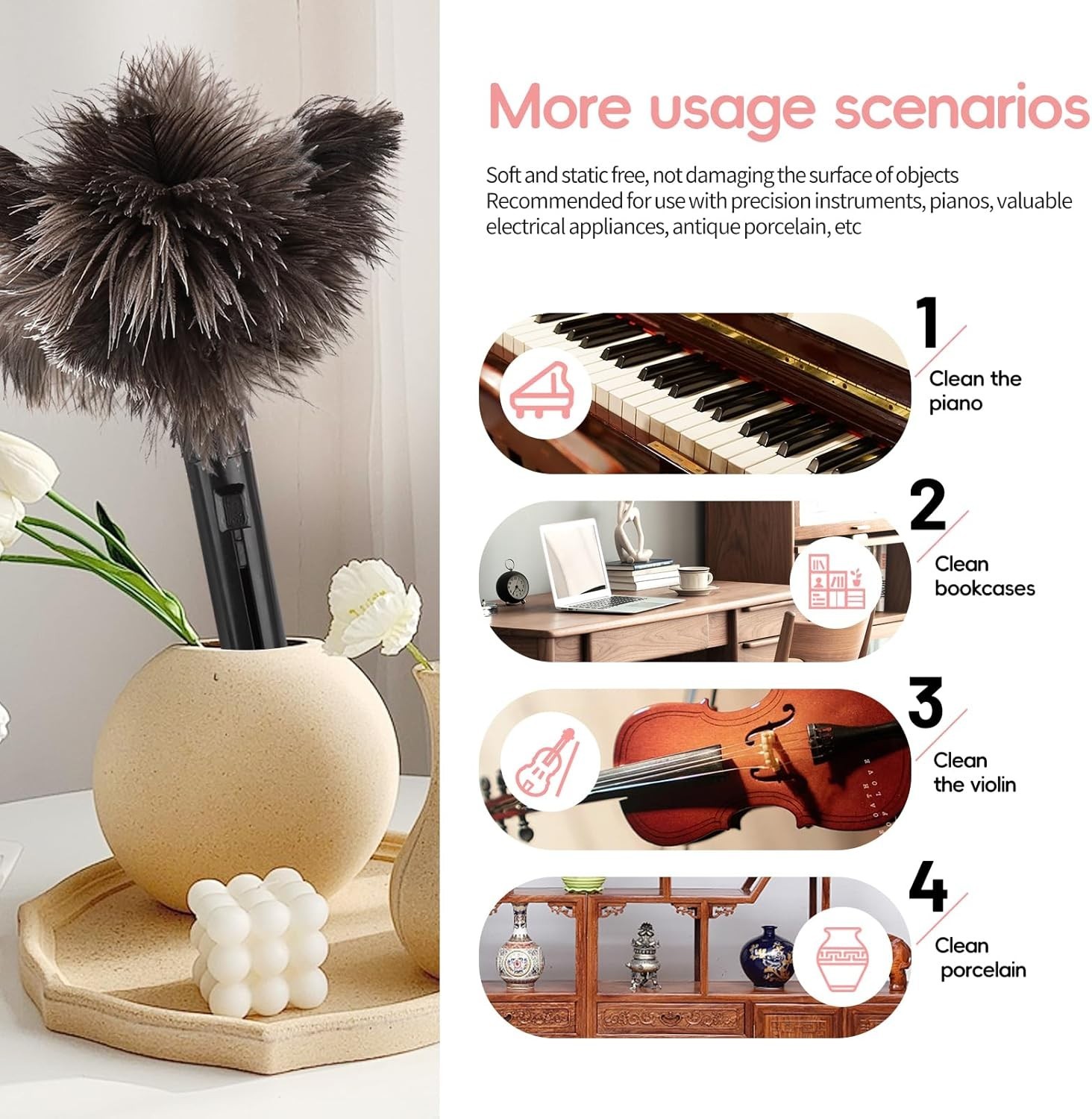 Extendable Ostrich Feather Duster – Lightweight, Anti-Static, Handheld Elegance