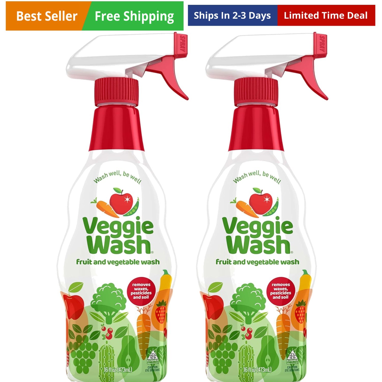 Fruit & Vegetable Wash, Produce Wash and Cleaner, 16-Fluid Ounce, Pack of 2, …