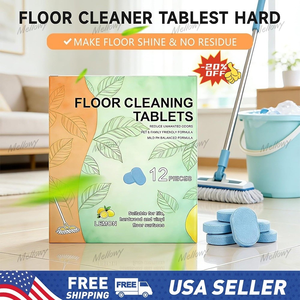 12pc Floor Cleaning Solution Tablet, Deep Cleans for Multiple Floors,lemon Scent