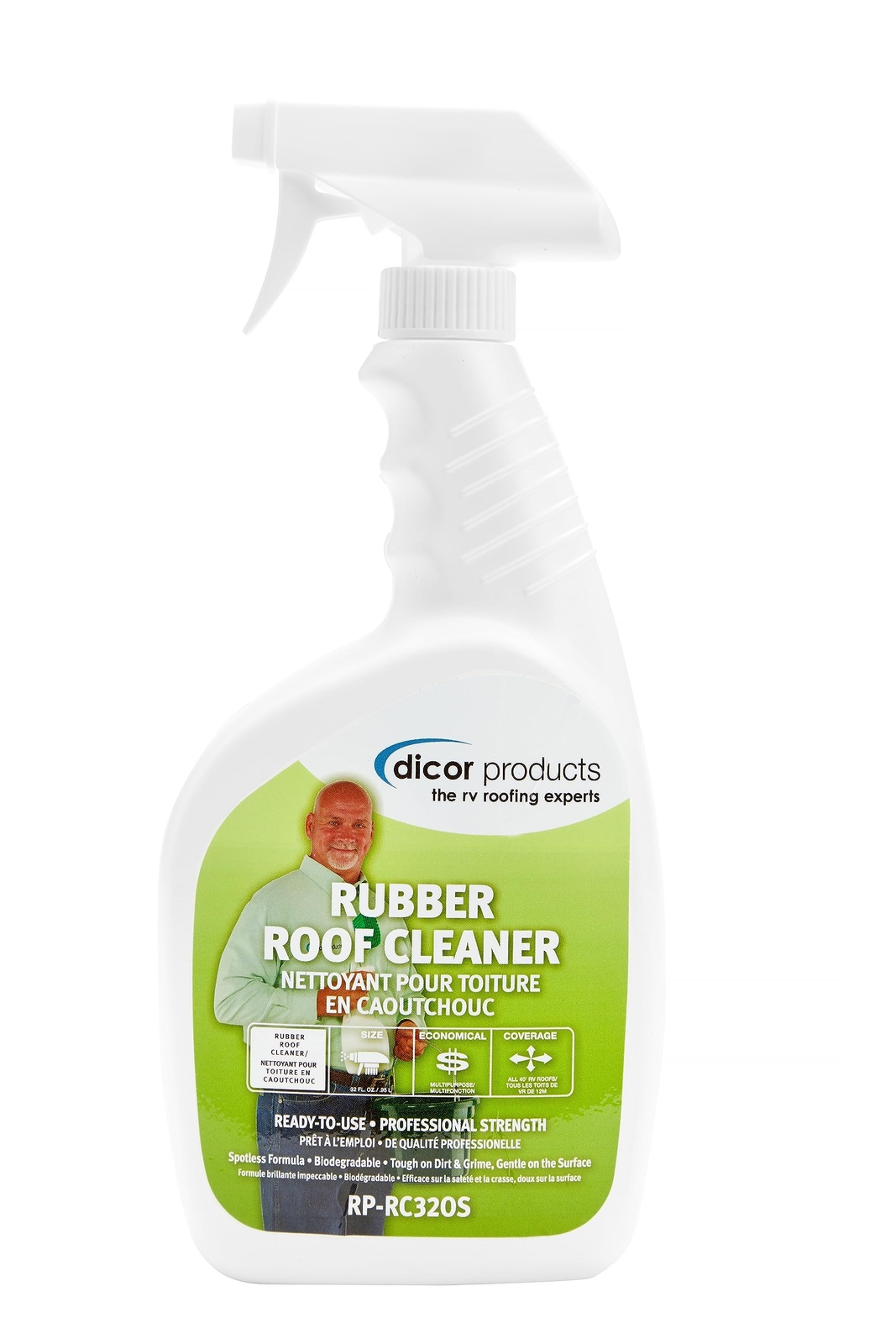 Dicor RP-RC320S Deep Cleaning Rubber RV Roof Cleanser Spray – White – 32 oz