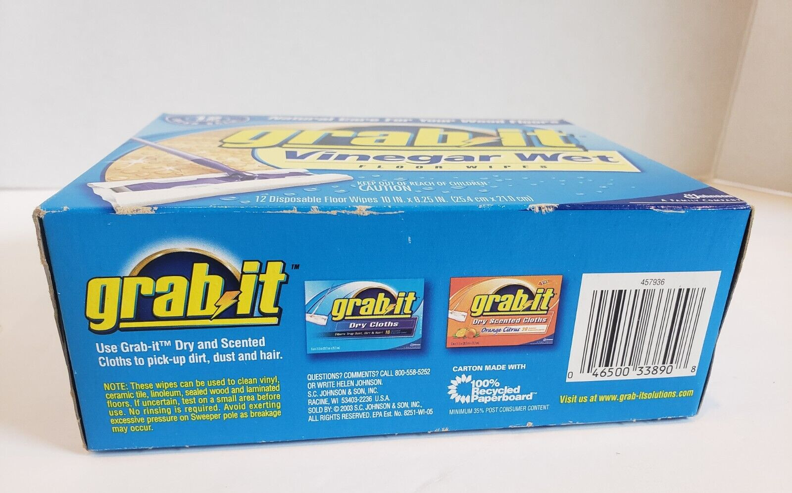 Pledge Grab-it Sweeper, 10 Dry Cleaning, 12 Vinegar Wet Cloths Vintage Floor Fan