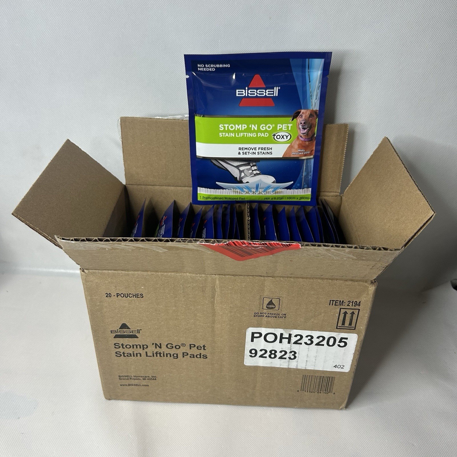 Bissell Stomp ‘n Go Pet Stain Lifting Pad+ OXY -1x 20 Pack Case – New