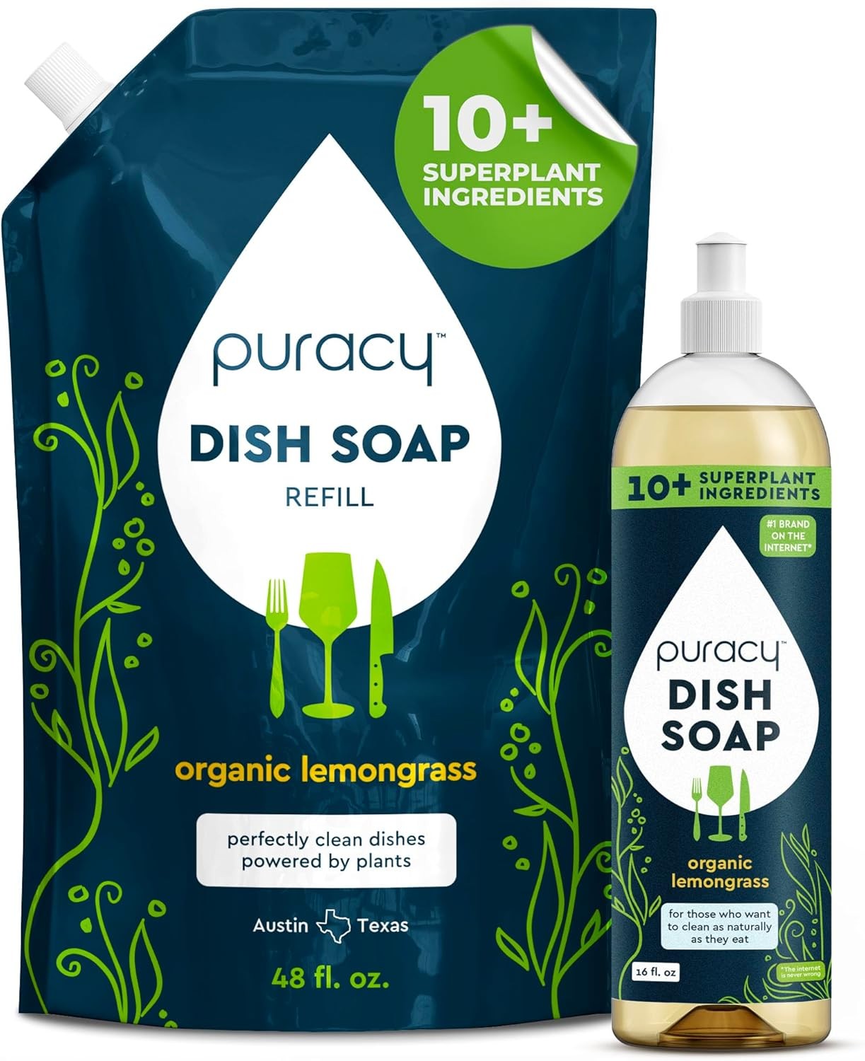 Natural Dish Soap Skin-Softening Plant-Based Dishwashing Soap Non-Toxic Dish