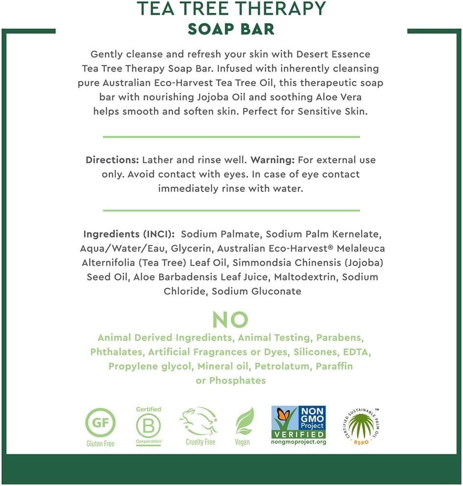 Tea Tree Therapy Cleansing Bar Soap – 5 Ounce – Therapeutic Skincare – All Skin
