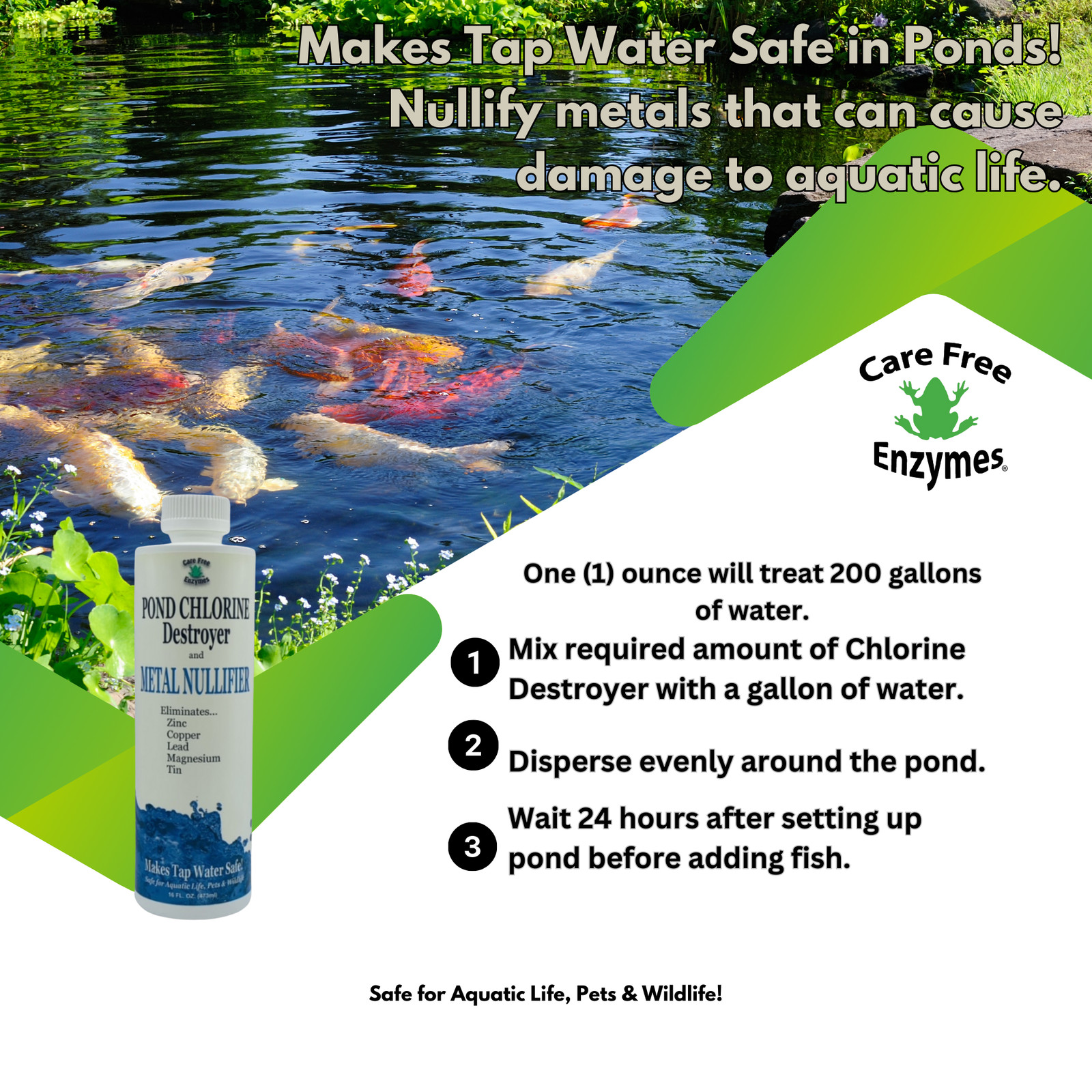 Pond Water Dechlorinator & Conditioner | Instantly Removes Chlorine & Heavy Meta