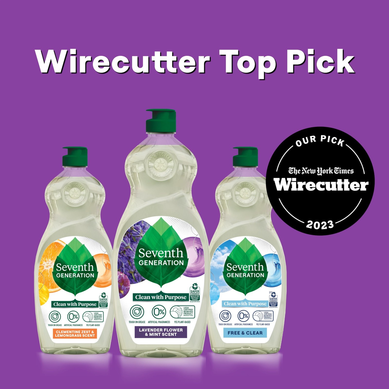 Eco-Friendly Dish Soap Refill 3-Pack, Lavender Mint Scent, 50 oz Each