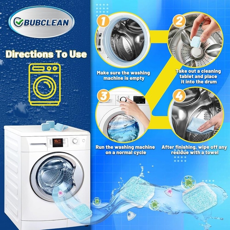 Washing Machine Cleaner Tablets Odor Eliminator Deep Clean All Washers New