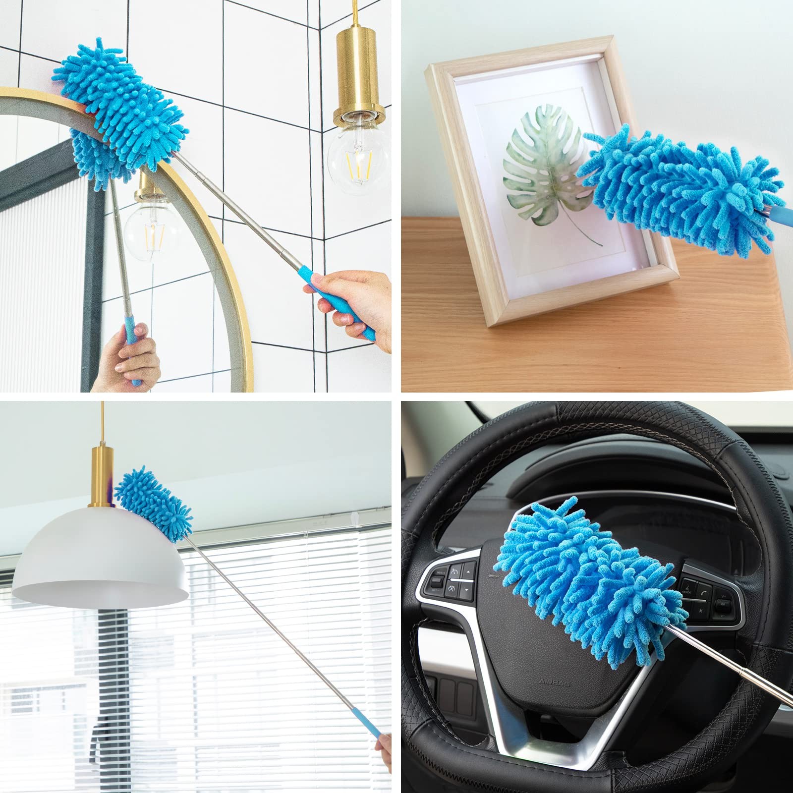 Microfiber Duster for Cleaning, Hand Washable Dusters with 2pcs Replaceable M…