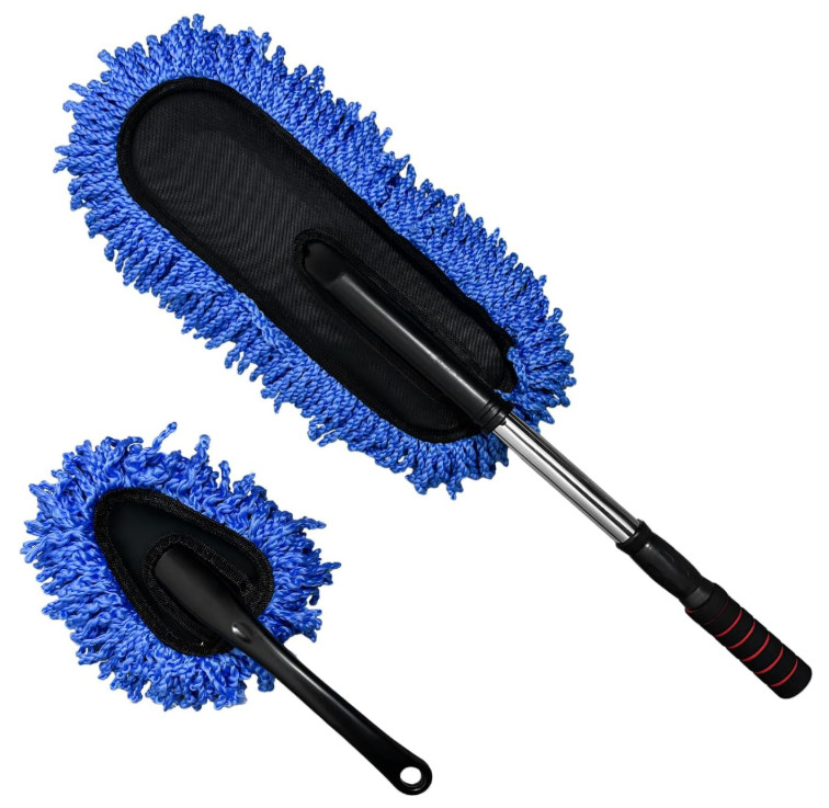 Plumero de Microfibra para Auto 2 Piezas, Limpieza Sin Rayones con Mango Extensi