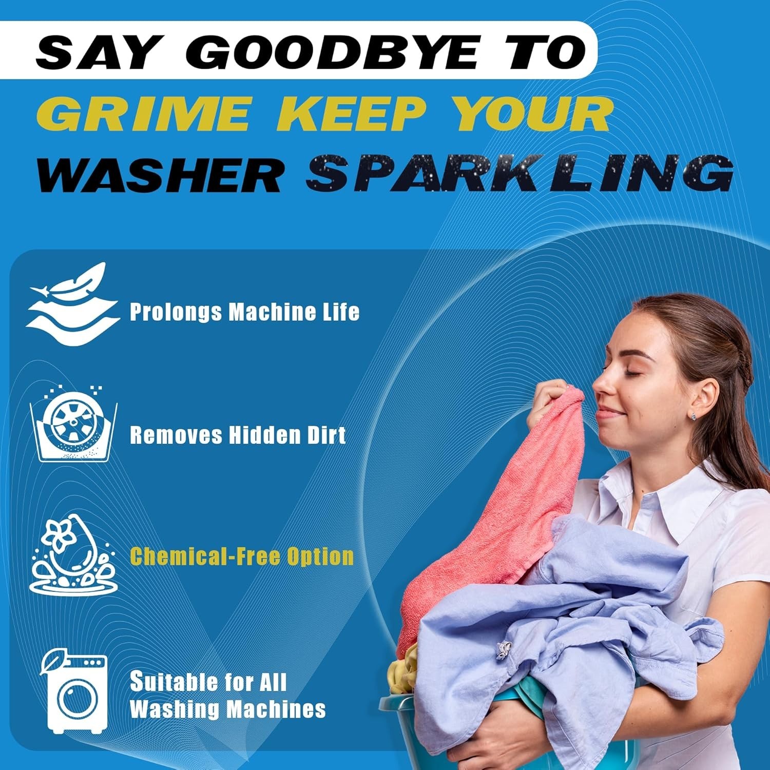 Washing Machine Cleaner Powder, 1Year Supply 24 Packs for Front & Top Load Wa…