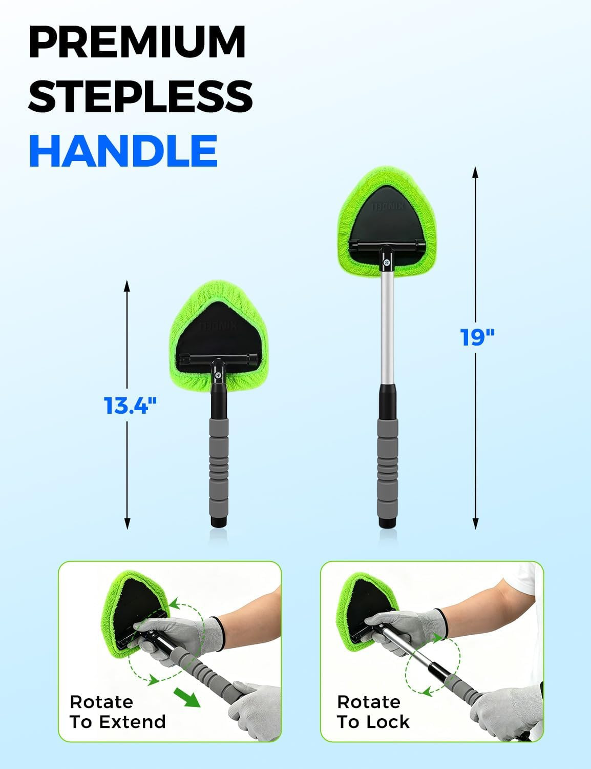 XINDELL Windshield Cleaner Tool – Car Interior Window Cleaning Kit with Extendab