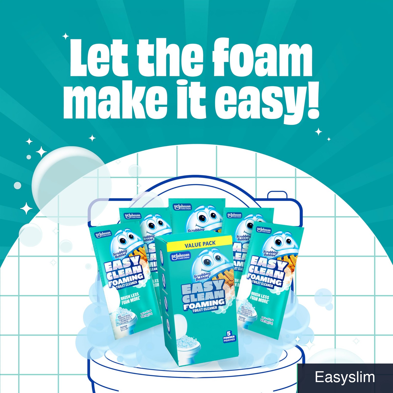 Toilet Bowl Cleaner Foaming Powder 4 Packs 20 Pouches Bulk Stock