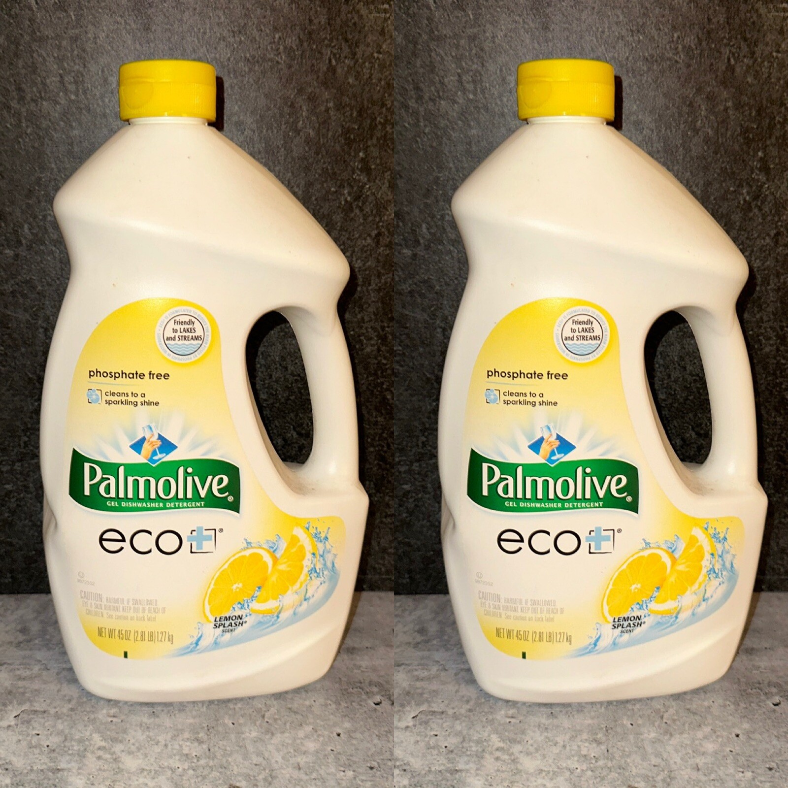 2 Lot Palmolive Eco Dishwasher Detergent Gel, Lemon Splash 45 oz
