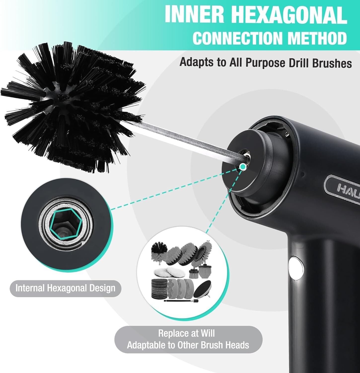 Electric Spin Scrubber Cordless Cleaning Brush with 8 Replaceable Heads 3 Speeds