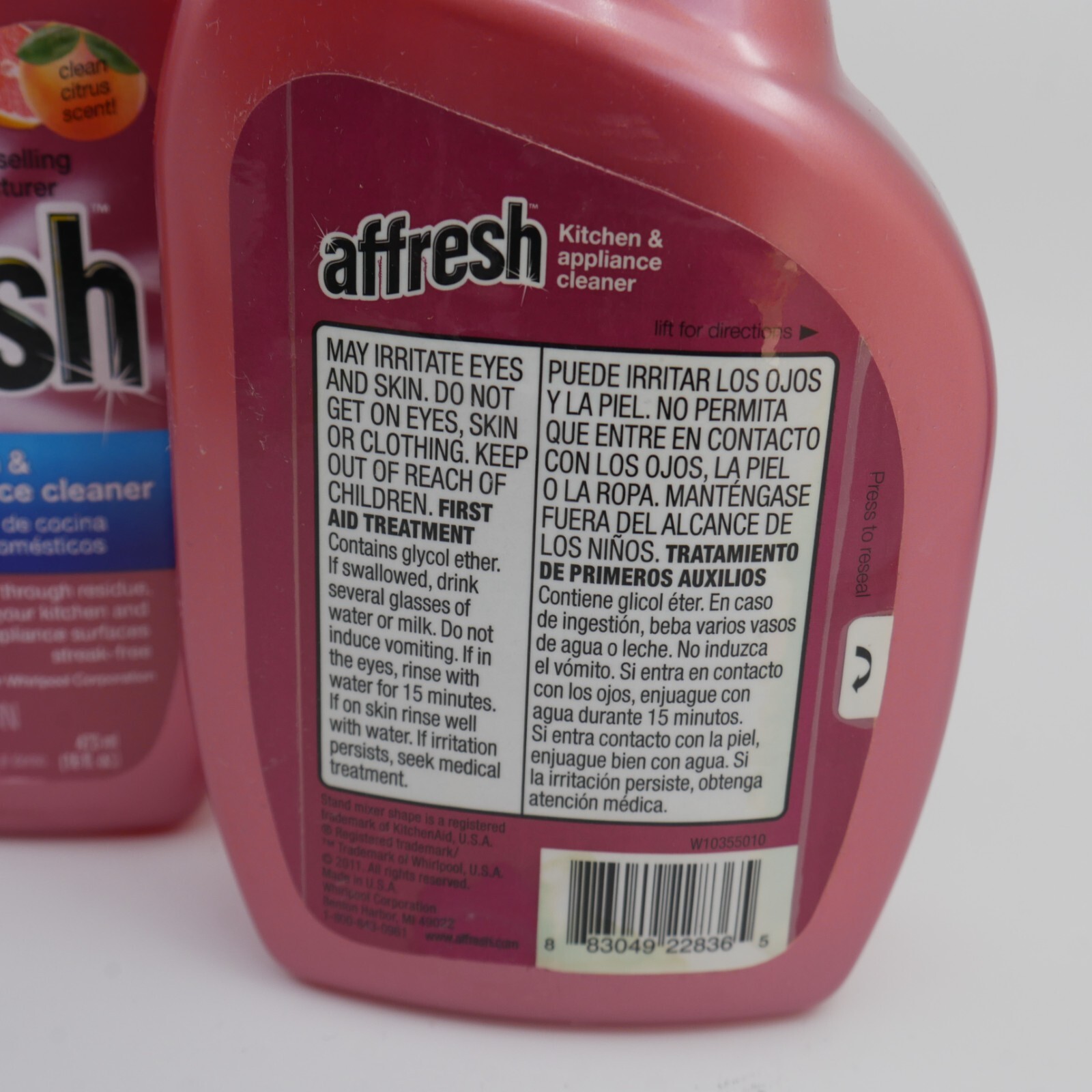 2x Affresh Kitchen And Appliance Cleaner Spray, Clean Citrus Scent, 16oz