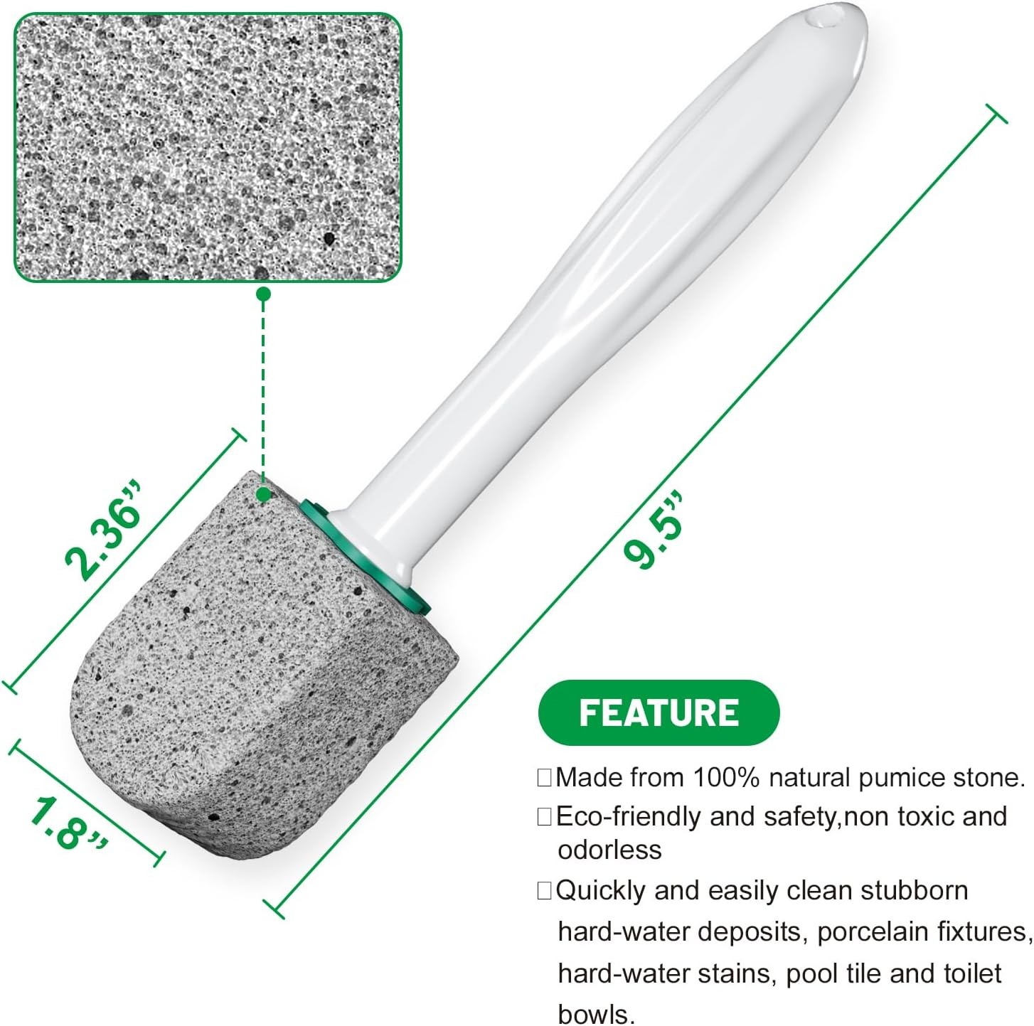 Pumice Stone Toilet Bowl Cleaner,Bathroom Cleaner Brush Toilet Wand Refills with