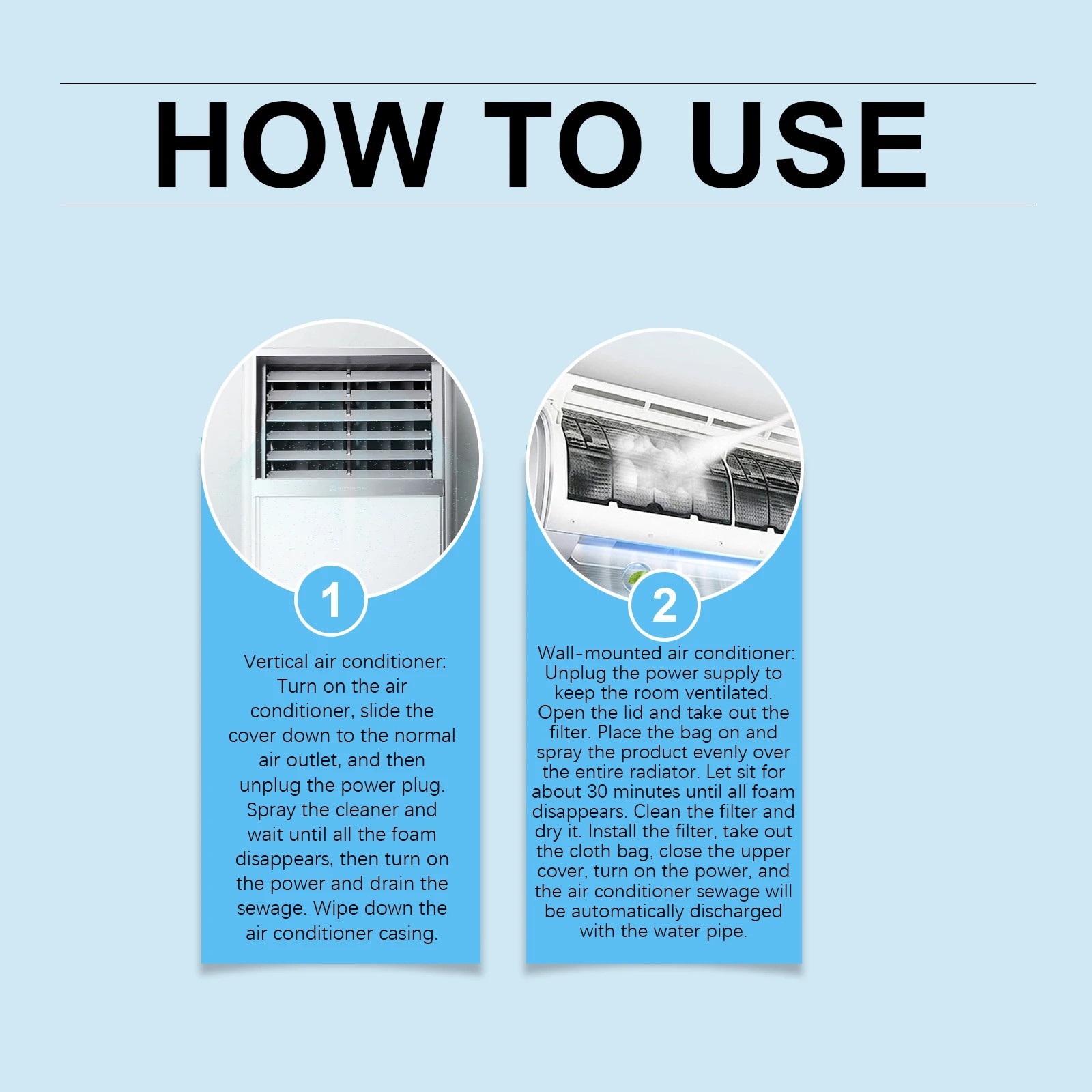 Foam-Type Air Conditioner Cleaner: Removes Dirt from Household Indoor Units