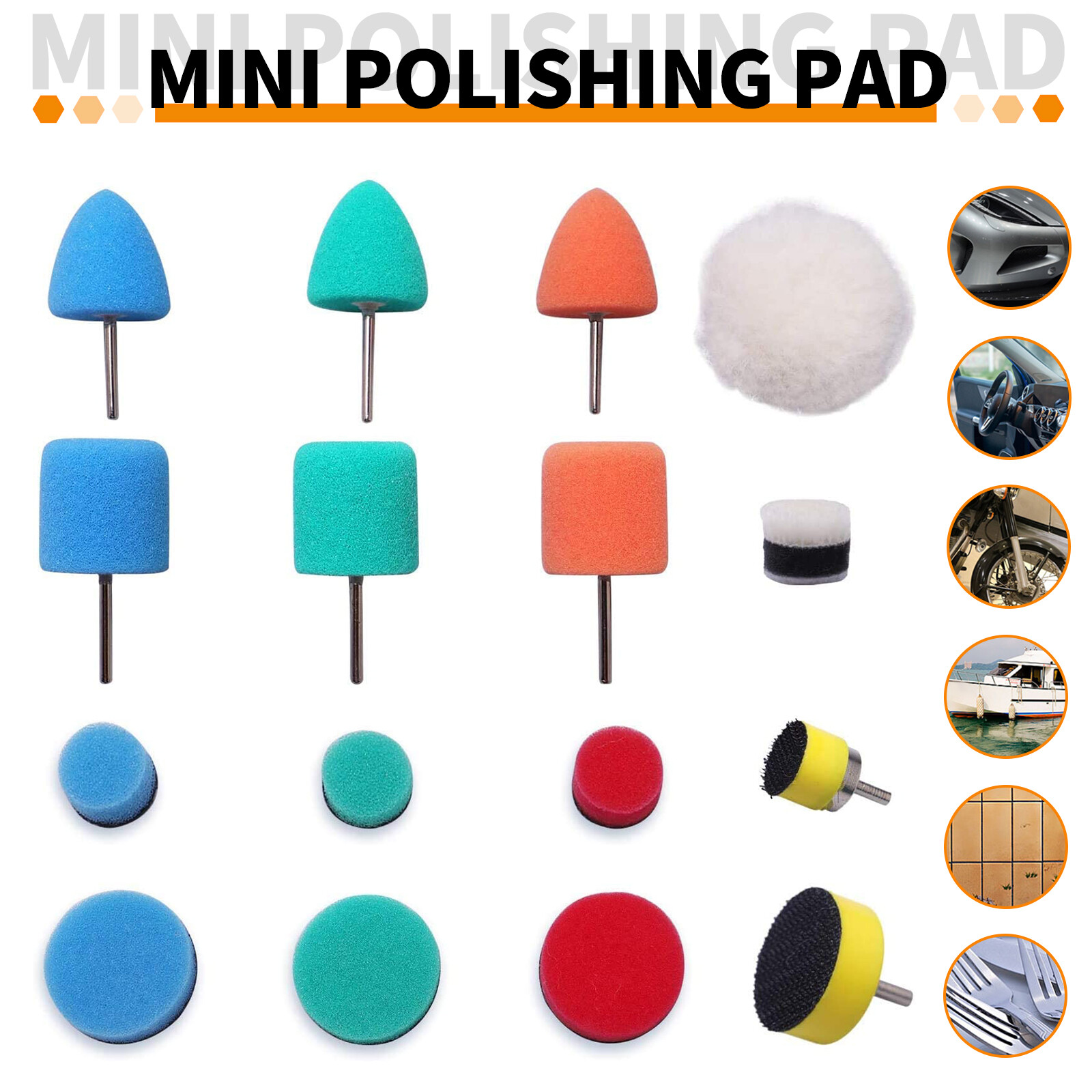 24Pcs 1 Inch Auto Polisher Buffing Pad Kits For Car Polisher Clean Drill Tools