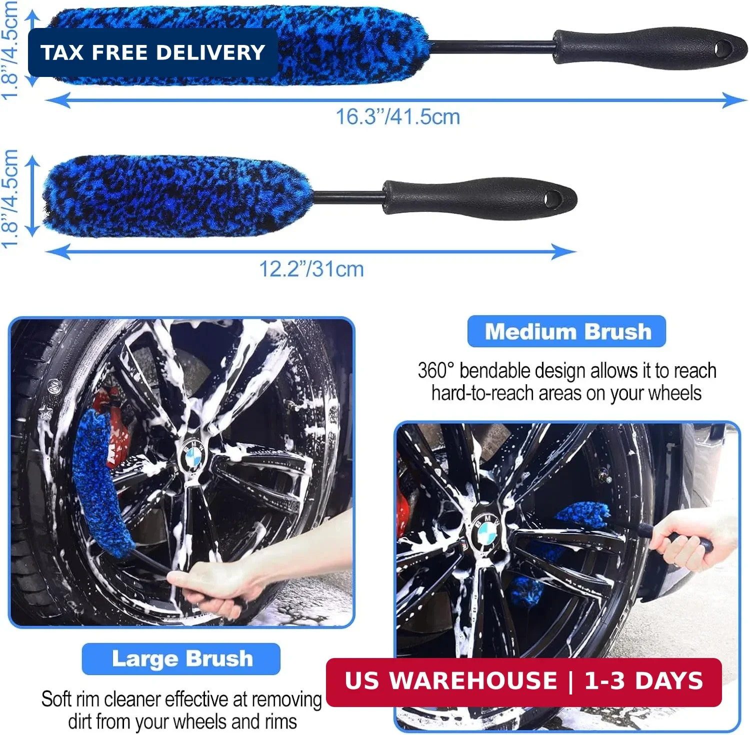 12Pcs Wheel Brush Kit for Cleaning Wheel and Tire, Wheel and Rim Brush, Car Deta