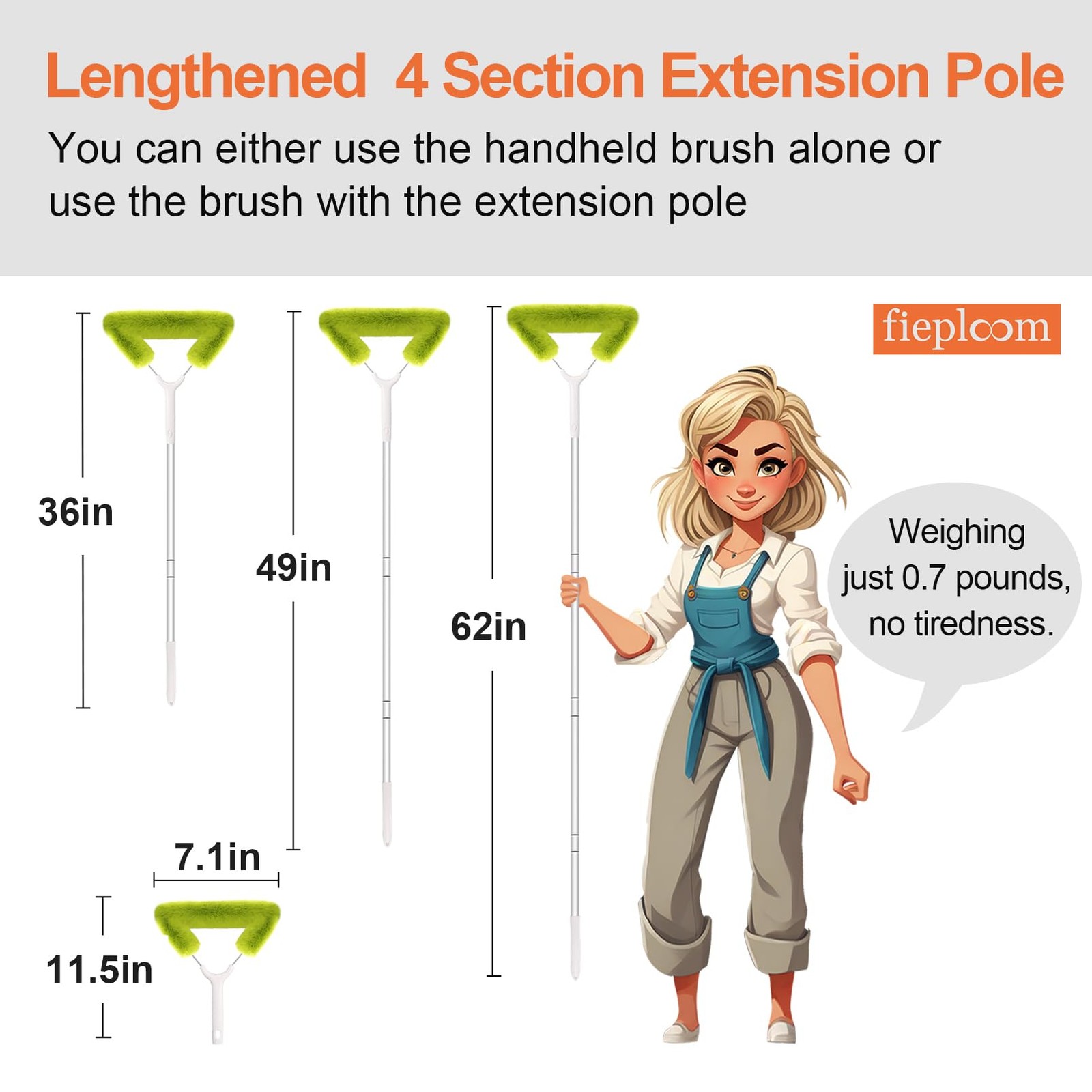 Window Screen Cleaning Brush With 62in Extension Pole Innovative Fibre Mesh Scre