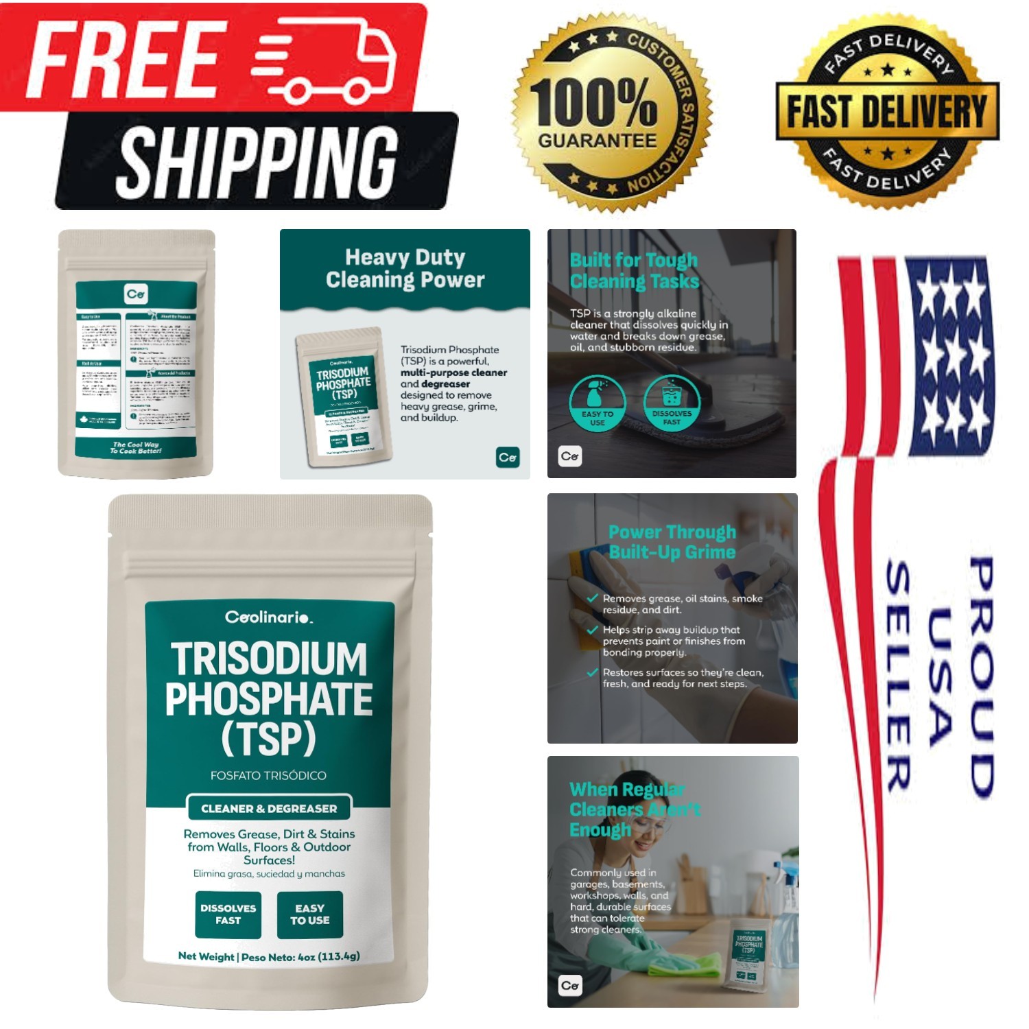 Trisodium Phosphate Cleaner 4 OZ – Heavy-Duty Degreaser for Walls & Floors