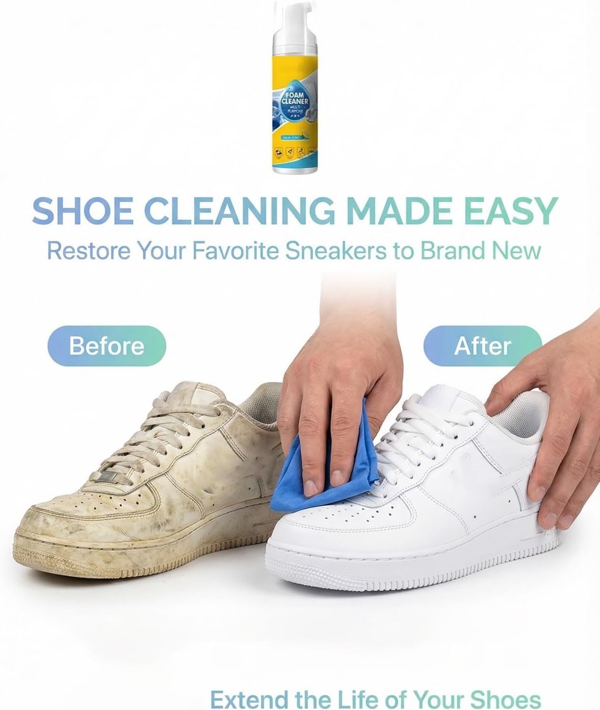 ­4-in-1 Multi-Enzyme Foam Cleaner, All-Purpose Spray 5oz with Sponge & Towel
