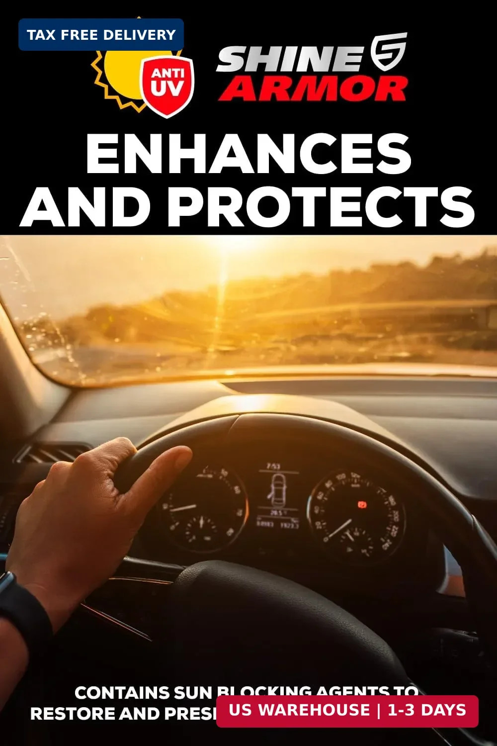 SHINE ARMOR Car Interior Cleaner & Protectant – Interior Detailer Spray with UV