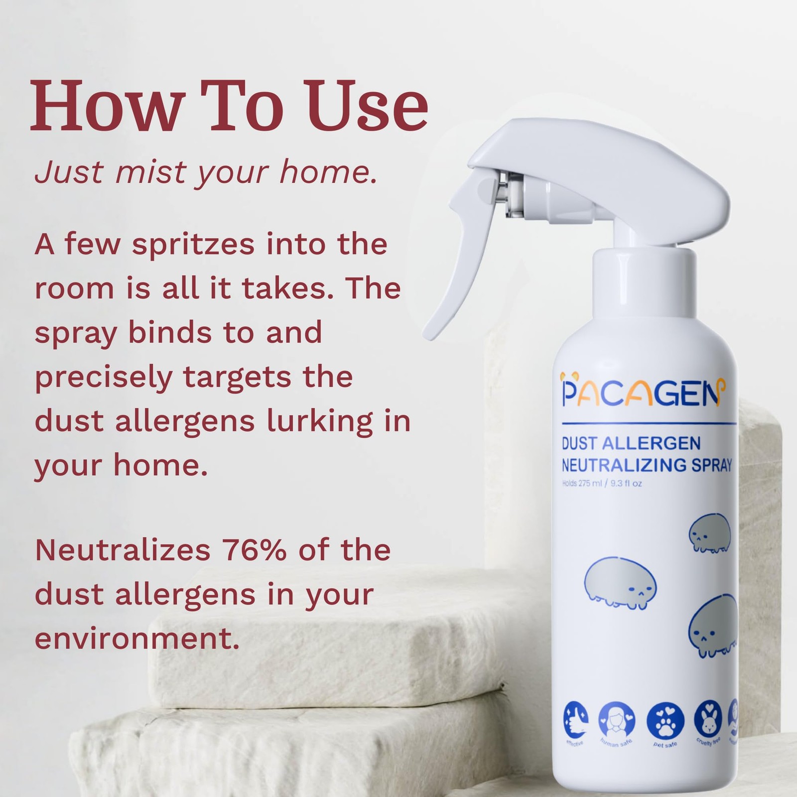 Dust Allergen Neutralizing Spray for Humans – Perfect for Home Use, Immediate…