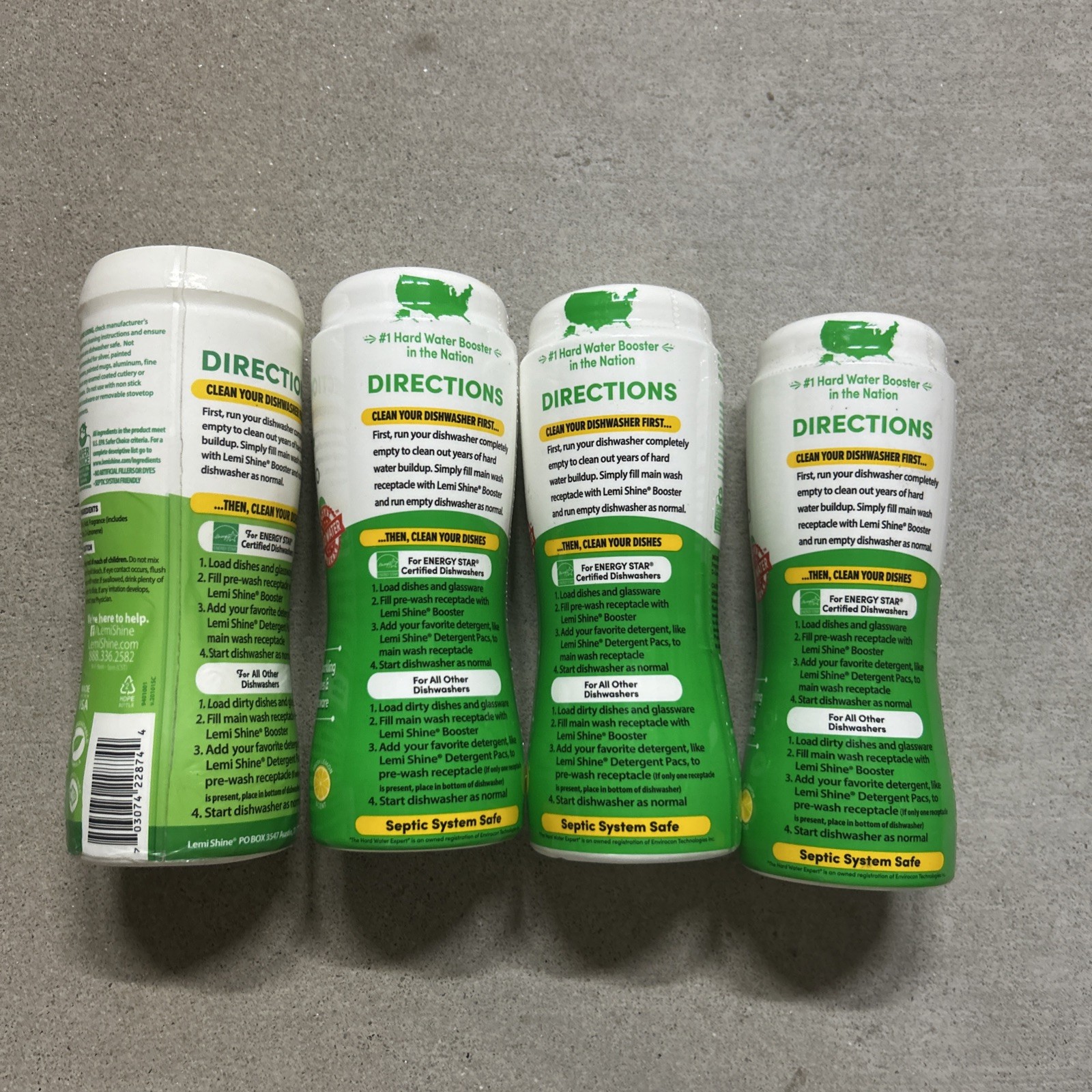 4 Lemi Shine Dish Detergent Booster 12 Oz Each ~ New, Free Shipping