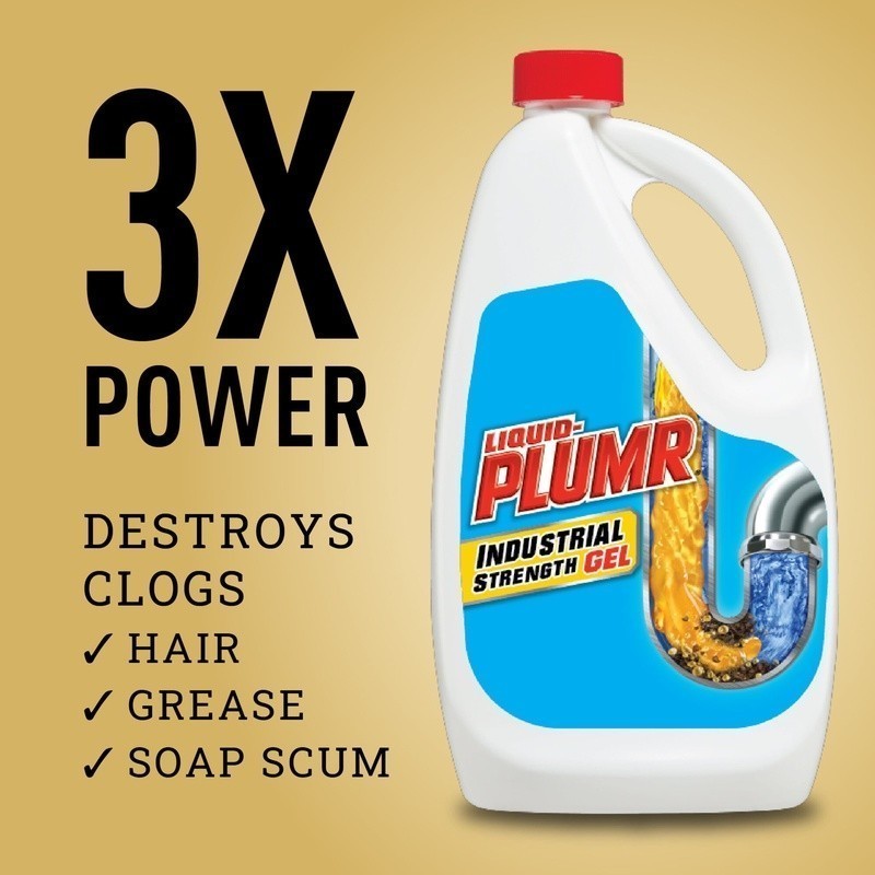 Industrial Strength Drain Clog Remover Gel Hair Grease Soap Scum 2-in-1 Formula