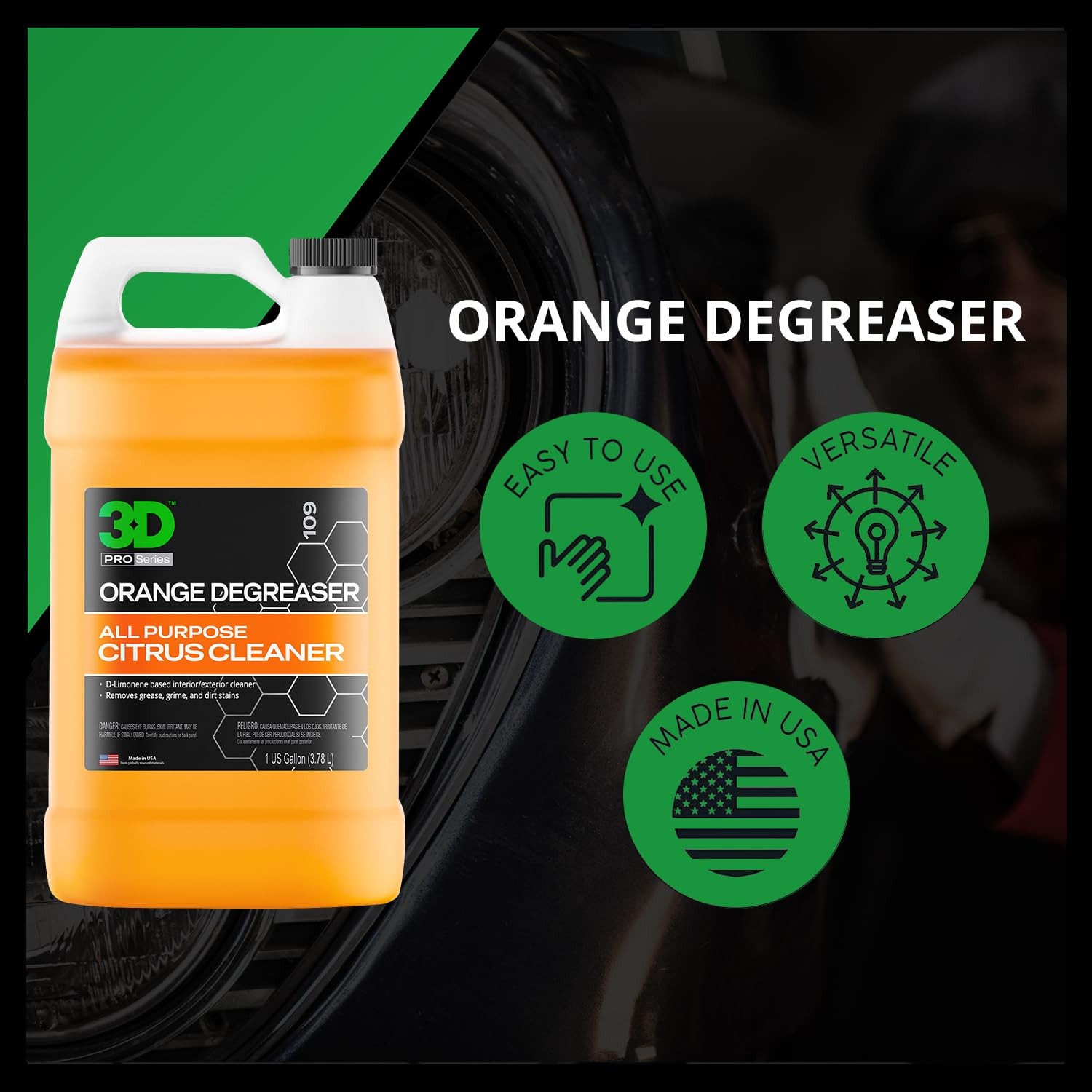 Orange Degreaser – Citrus-Based Car Cleaner for Oil, 16 Fl Oz (Pack of 1)