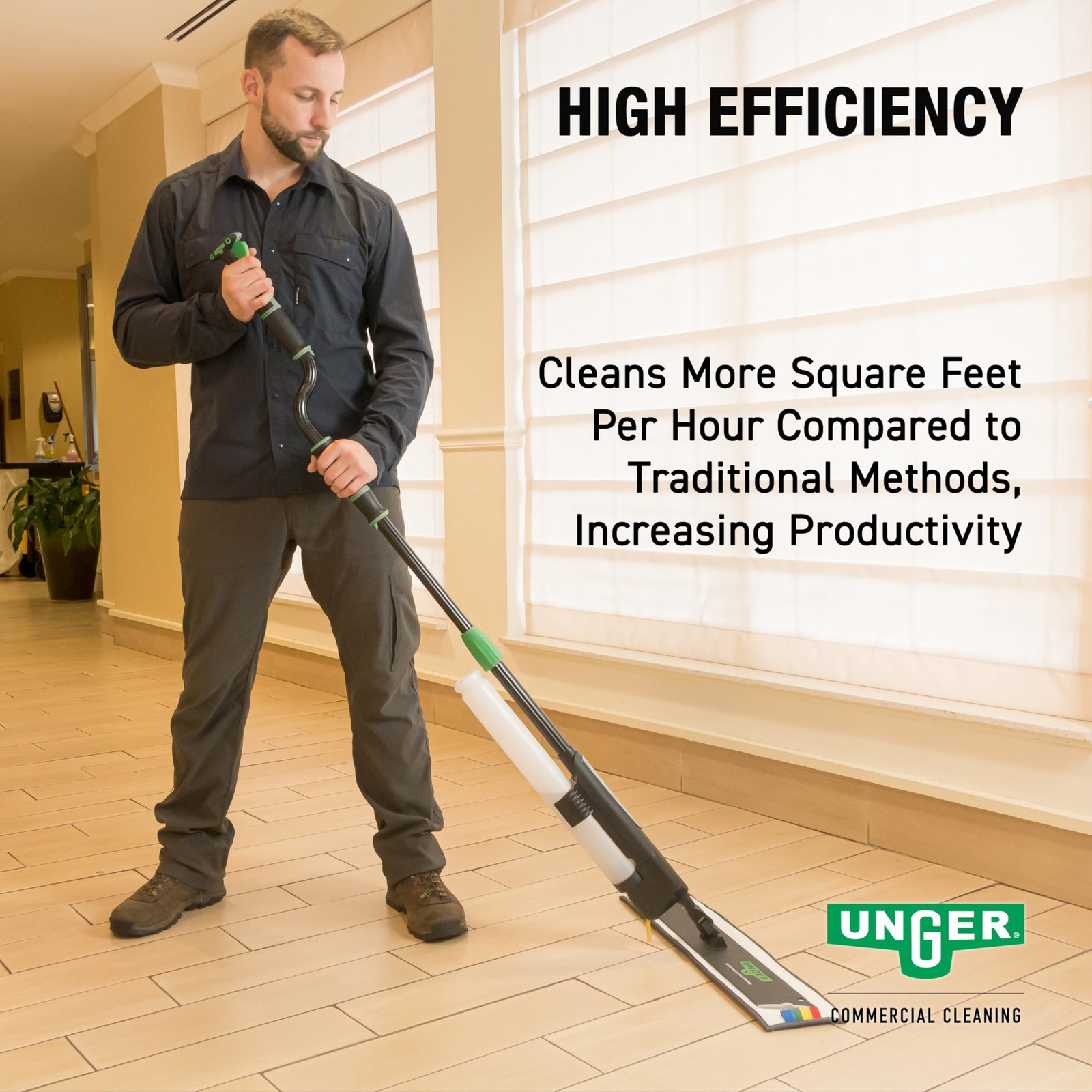Unger Commercial Excella 18″ Offset Starter Cleaning Kit – Ergonomic Floor Mo…