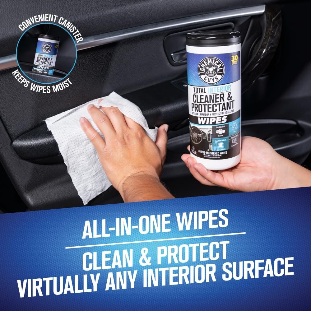 Chemical Guys Total Interior Cleaner & Protectant Canister Wipes, Great for Cars