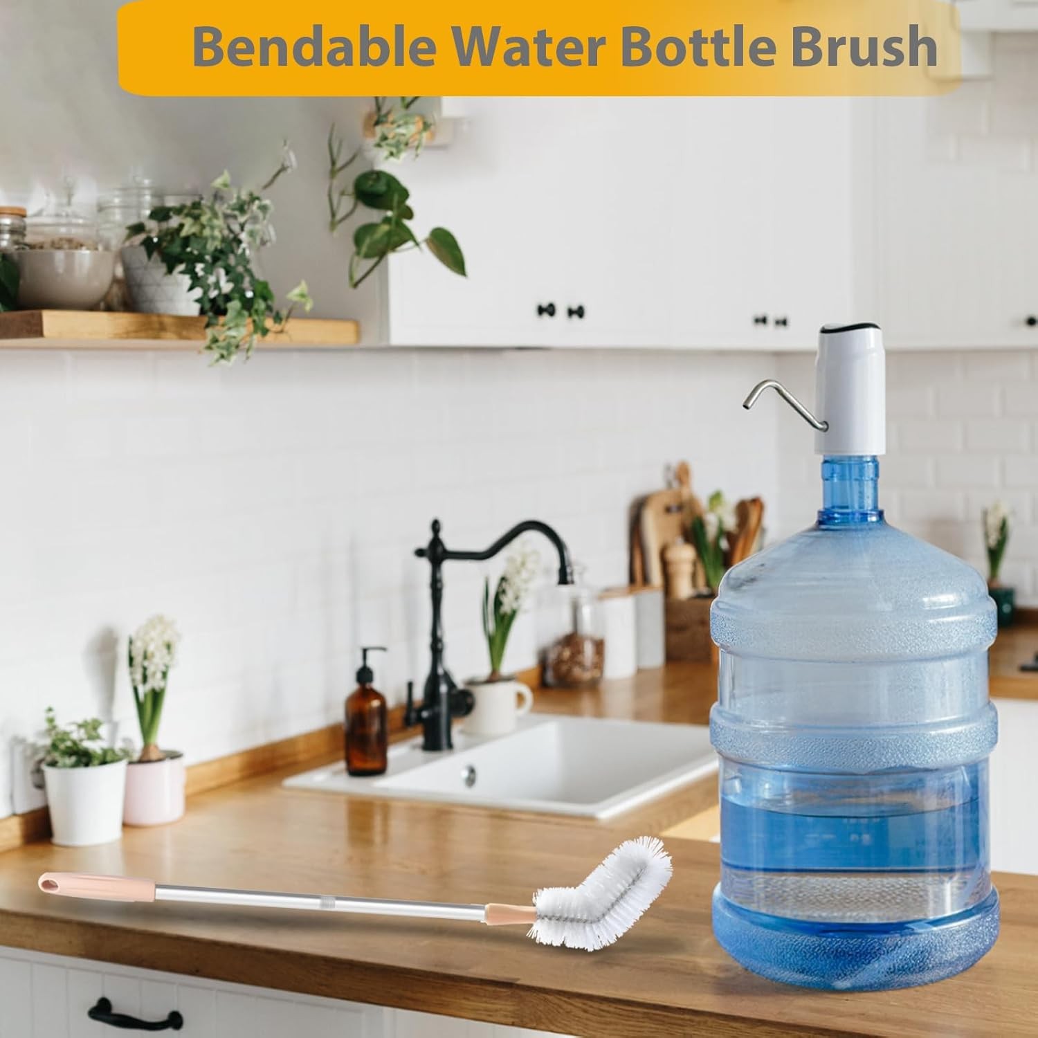 Bendable Long Water Bottle Cleaning Brush 2 Pack 28inch Nylo Bristle Water