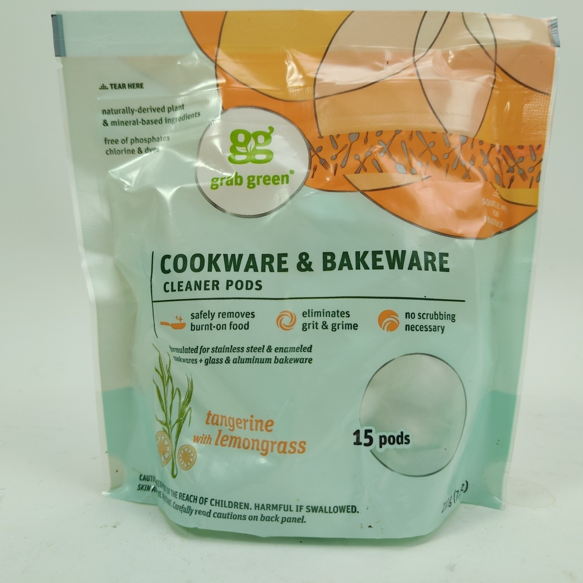Grab Green Cookware & Bakeware Powder Cleaner Pods (2 Packs Total 30 Pods) 04/25