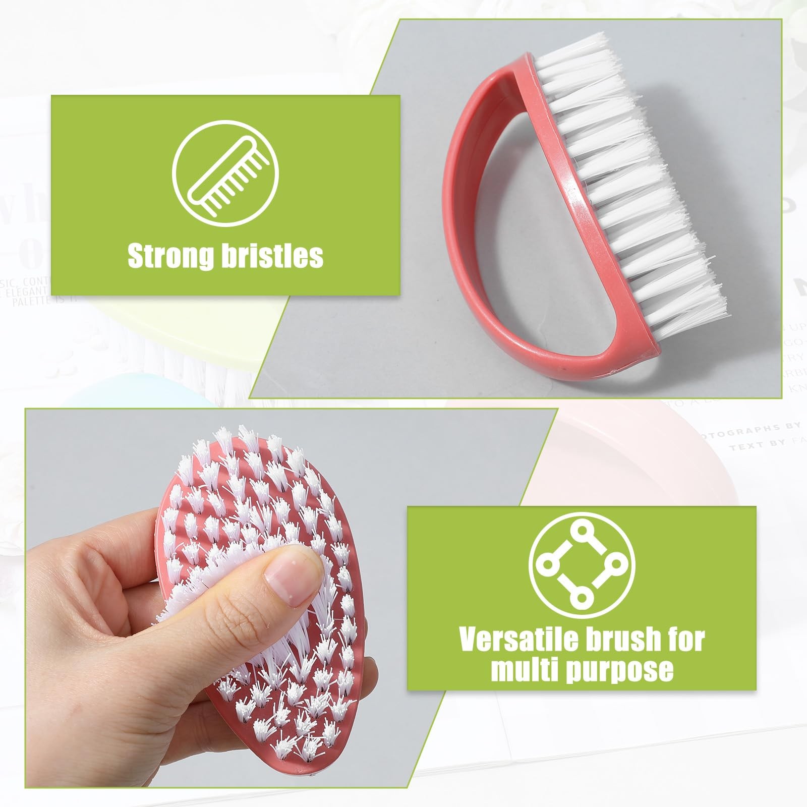 12 Pcs Small Scrub Brushes, 4″ Heavy Duty Stiff Bristles Cleaning Brushes, Du…