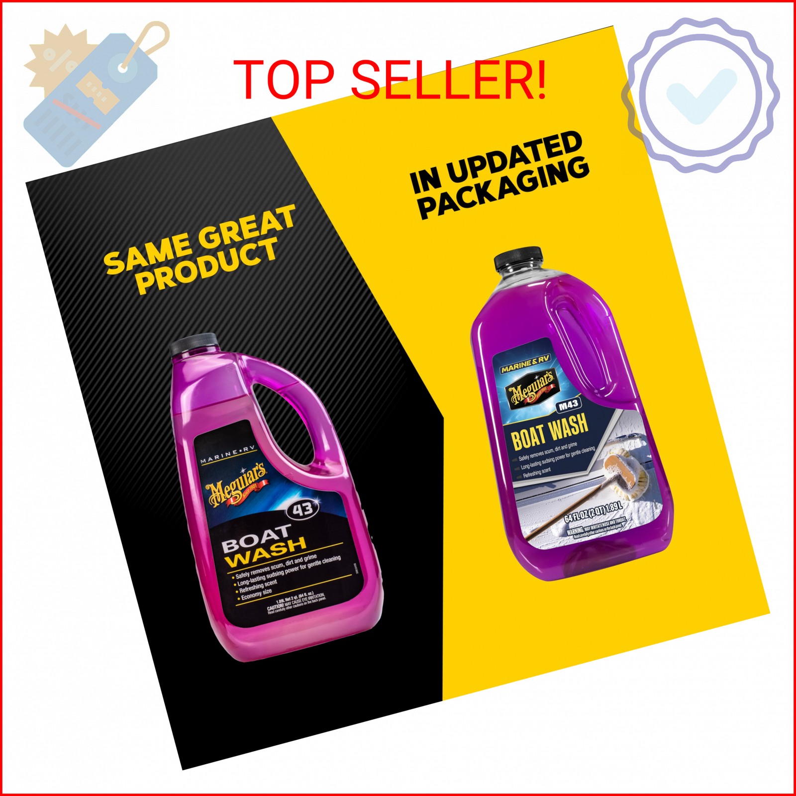 Meguiar’s M43 Marine/RV Boat Wash, pH-Balanced Boat/RV Wash for Protecting Fiber