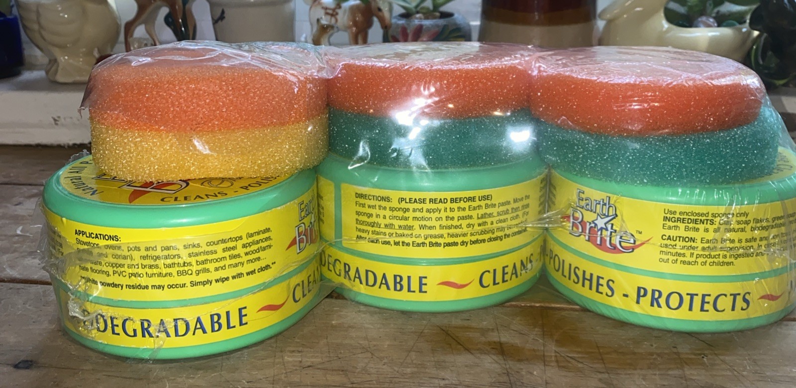 New Lot Of 3 Earth Brite Natural All Purpose Clay Based Cleaner Citrus 10.5 oz