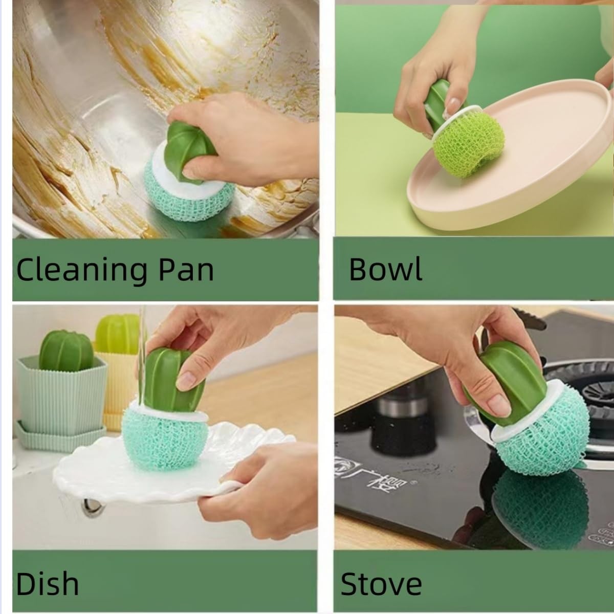 Dish and Pot Cleaning Brush with Holder Kitchen Cleaner Dish Scrub Brushes Di…