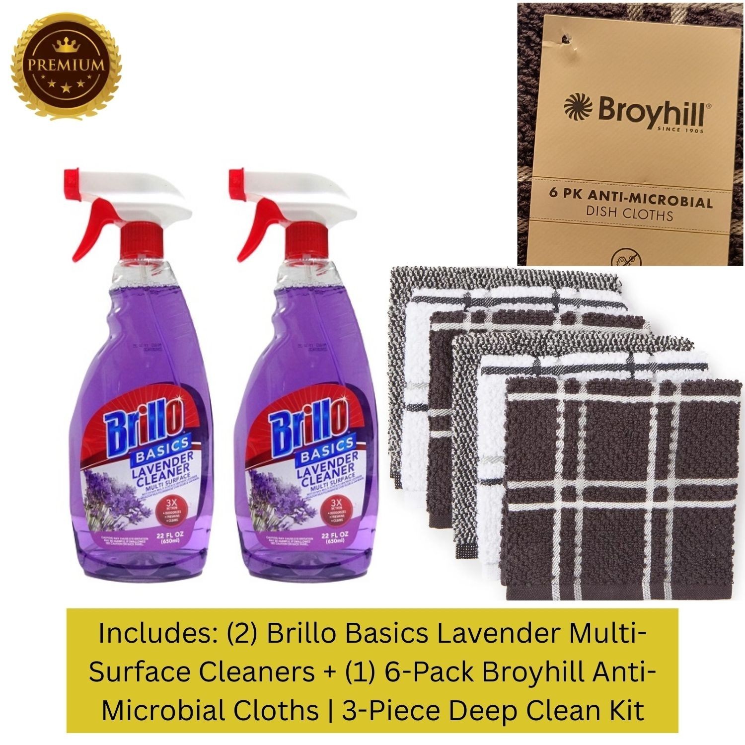 Brillo Basics Lavender Multi-Surface Cleaner – 2-Pack + 6 Broyhill Dish Cloths