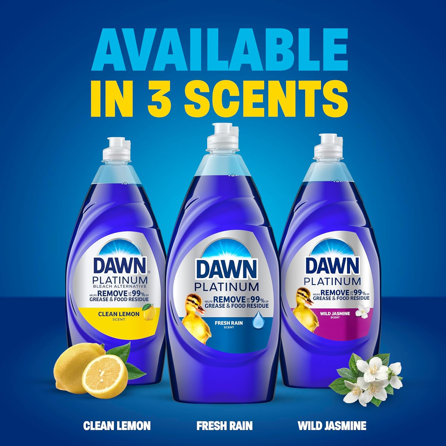 Platinum Dish Soap, Fresh Rain Scent Liquid Dishwashing Detergent, Powerful Dis