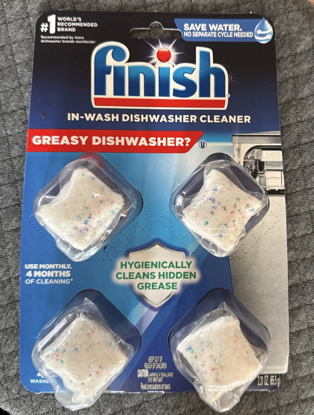 Dishwasher Cleaner Treatment FINISH 8 Tablets 2 x 4 Pack Hygienically Cleans NWT