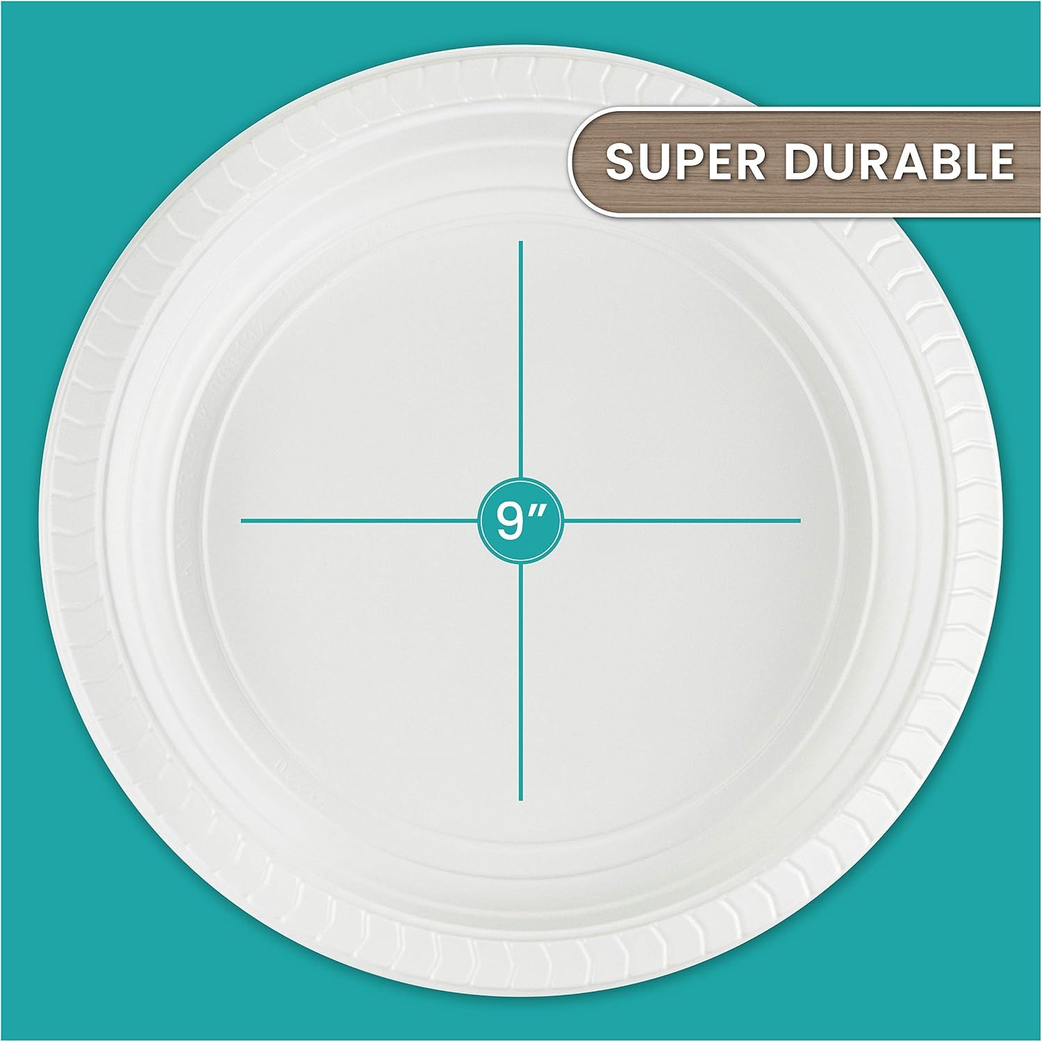 Plasticpro 9 inch Round Plastic Plates Microwaveable, Disposable, White, Dinne