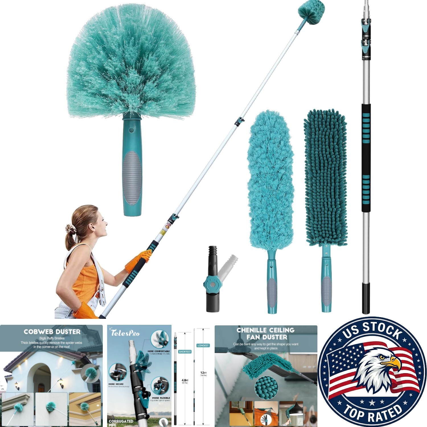 20FT High- Duster Kit with 12FT Extendable Pole – Sparkling Clean Home